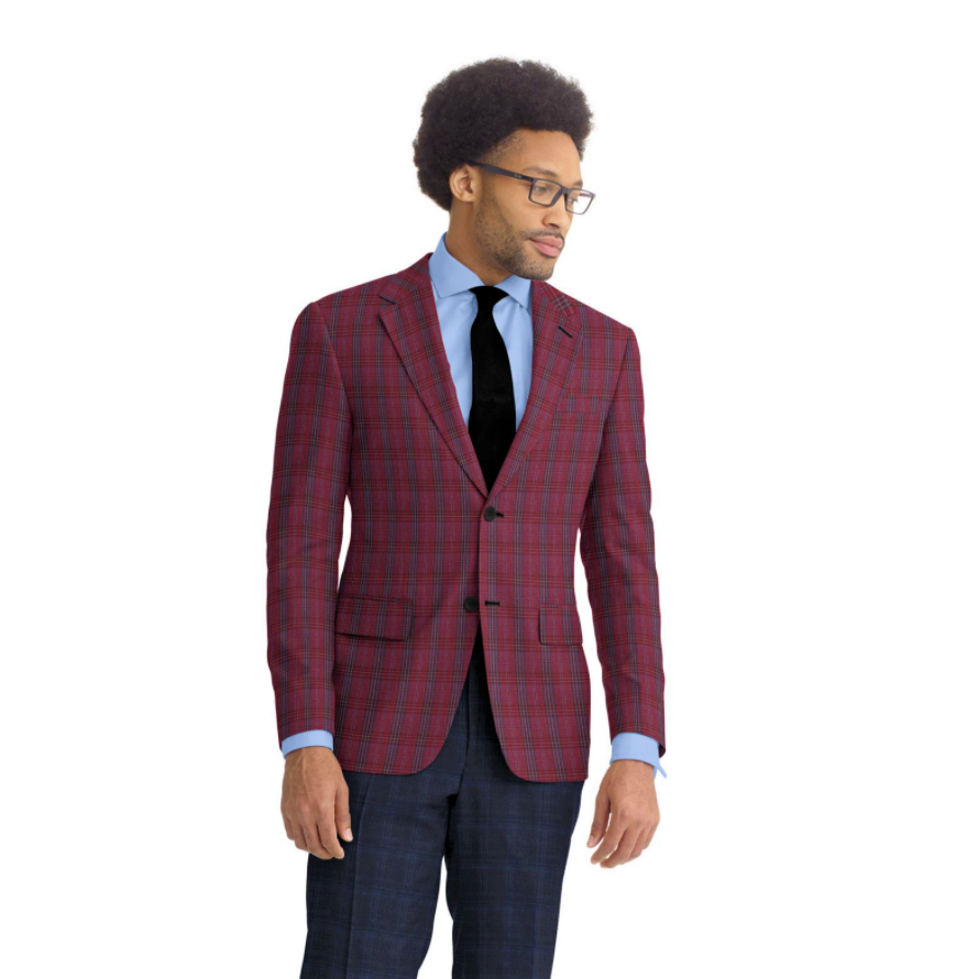 Berry Navy Plaid Sports Coat